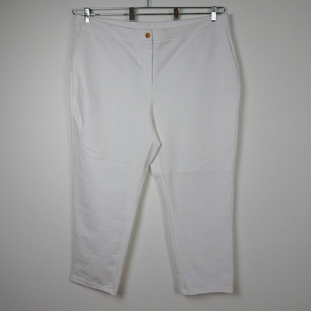 Eileen Fisher High Waist Ankle Pants Women's Plus Size 3X White Cotton Ponte